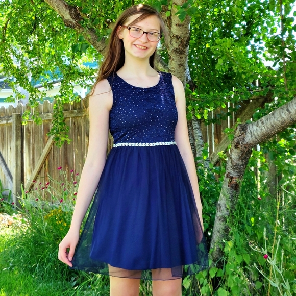 Navy blue sparkle dress - Picture 1 of 5
